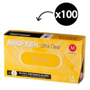 Protek Ultra Clear Vinyl Gloves Powdered Clear Box 100