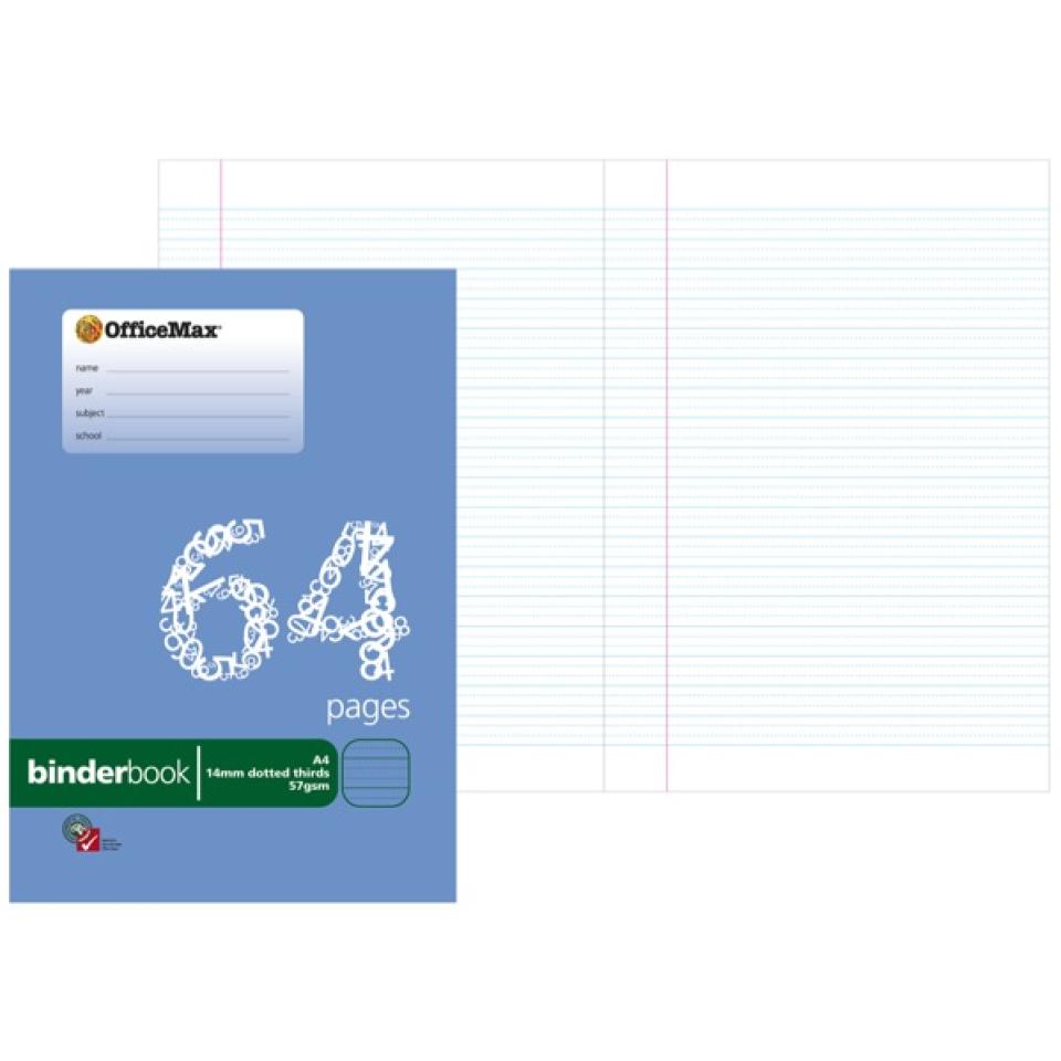 Officemax Math Book Officemax A4 Binder Book 14mm Dotted Thirds Punched Hole Red Margin 64 ...