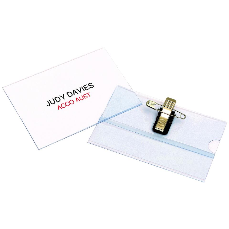 Printable Insert 50 x ID Convention Card Holder W/Pin & Clip Rexel 90050 