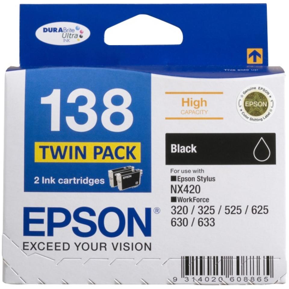 Epson 138 Black Ink Cartridge - C13T138194 - 2-Pack