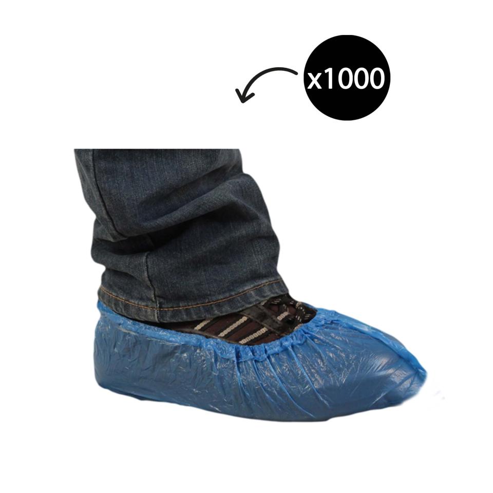 Disposable Waterproof Shoe Cover Transparent Blue Carton 1000