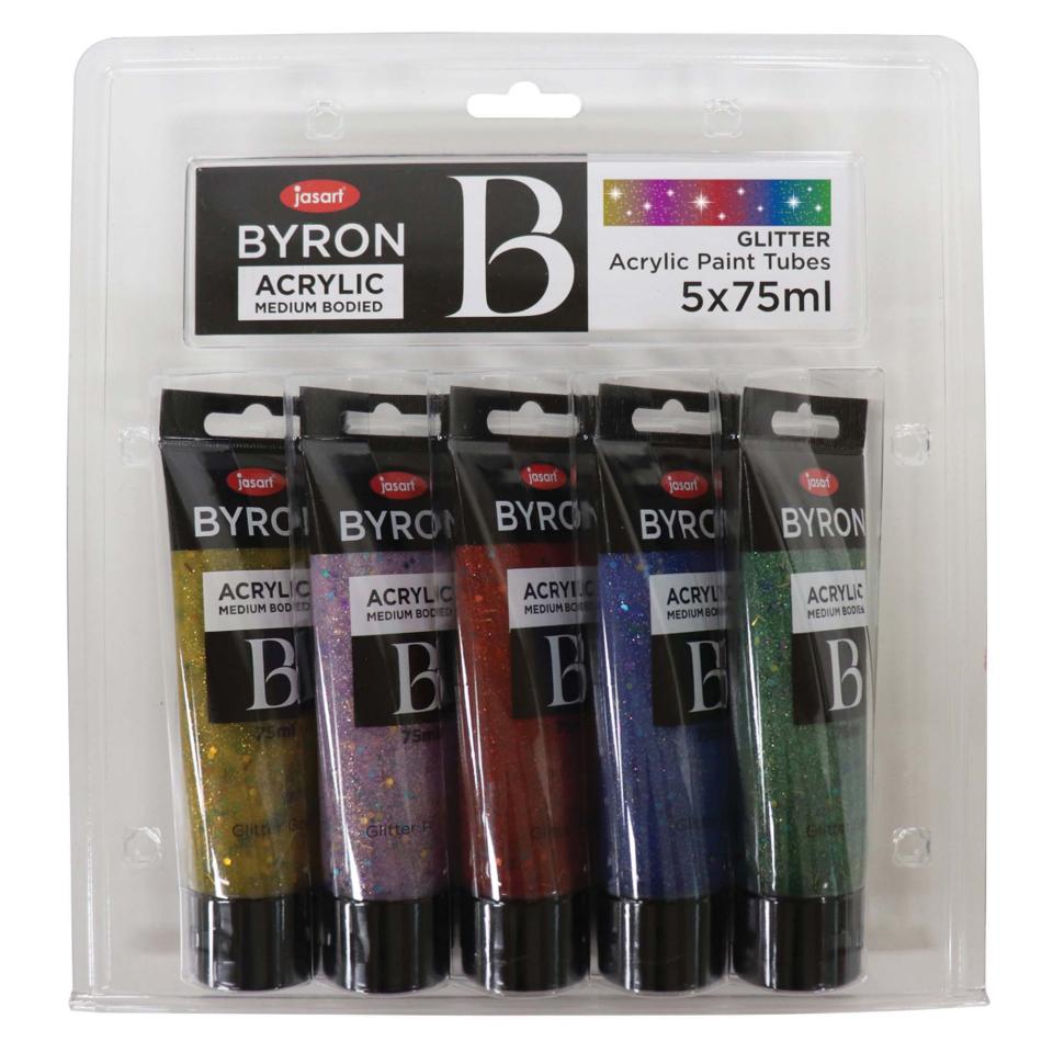 Jasart Byron Acrylic Paint Non Toxic 75ml Glitter Set 5