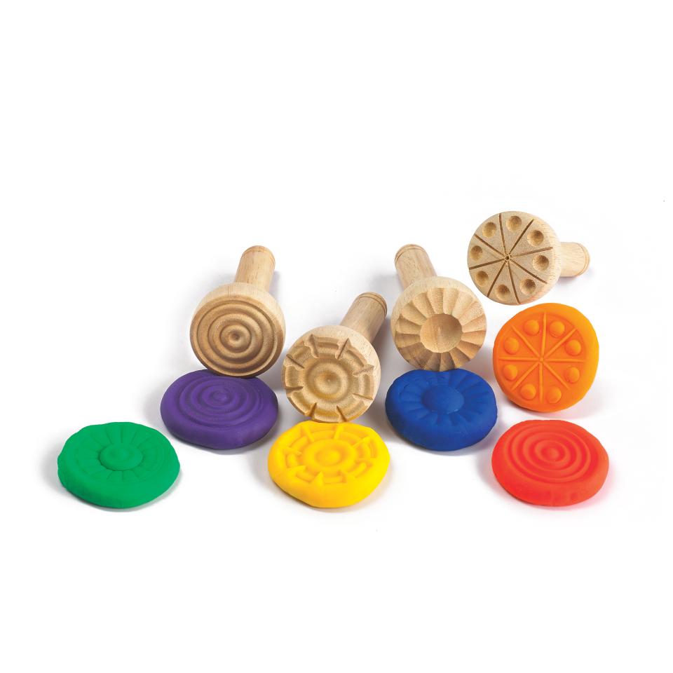 Educational Colours Wooden Dough Stampers Set 4 Image