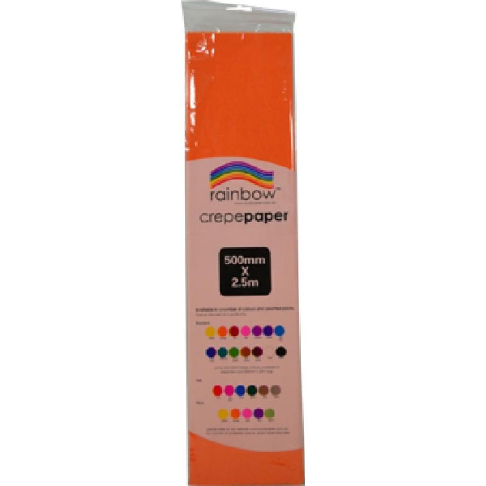 Rainbow Crepe Paper 500mmx2.5m Orange