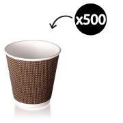 Oji 8oz 90mm Double Wall Brown Check Cup Carton 500