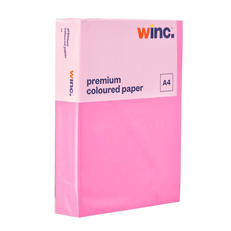 Winc Premium Coloured Copy Paper A4 75gsm Neon Pink Ream 500