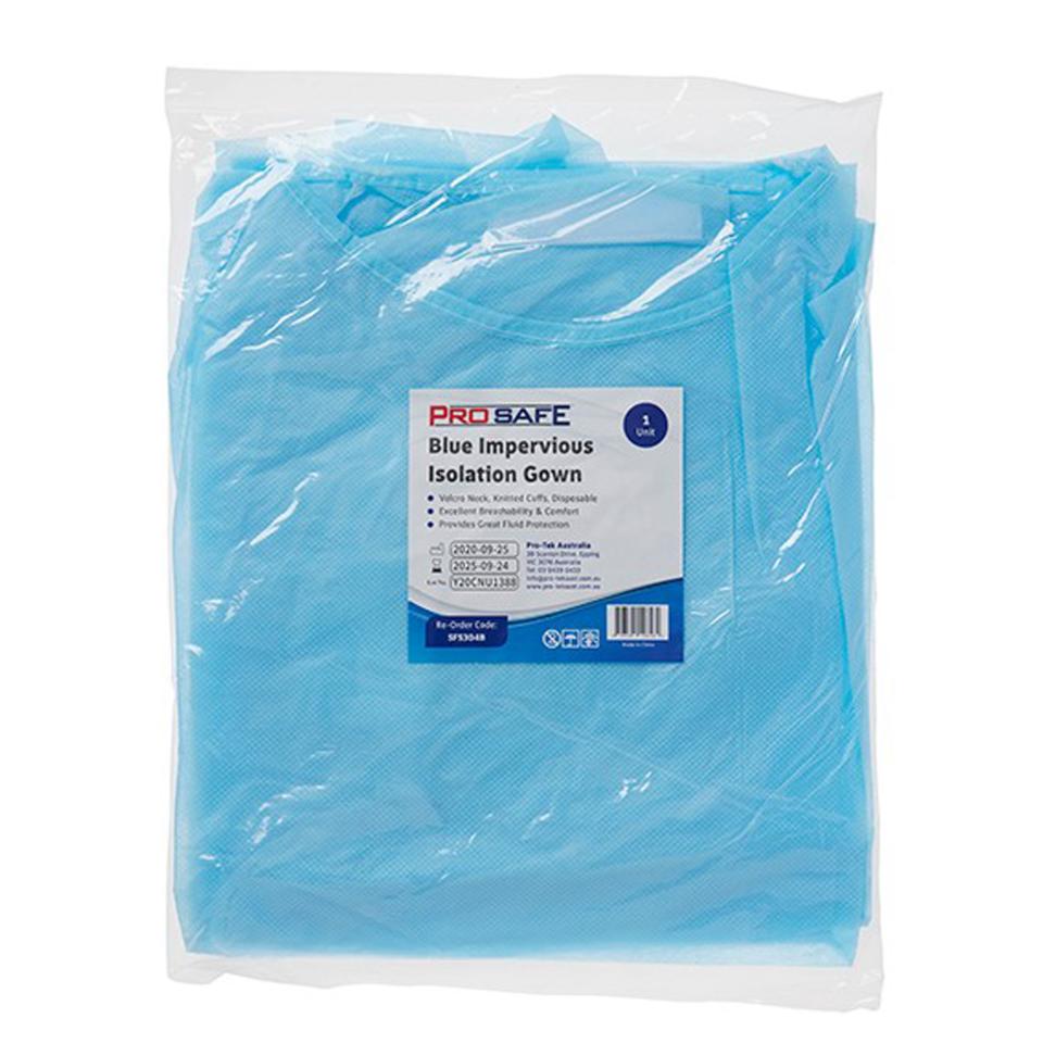 thumbnail image 2 of MedPride Impervious Isolation Poly-Gowns W/ Thumb Hooks – Blue, 100/Box – MPR-70205 2 of 4