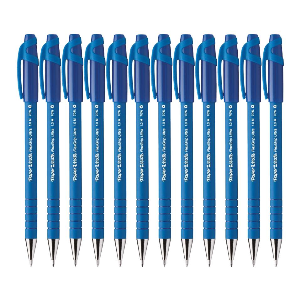 PaperMate Flexgrip Ultra Capped Ballpoint Pen Medium 1.0mm Blue Box 12