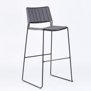 Slim S TS Bar Stool Fenix Wool Dust Grey Fabric with Black Frame