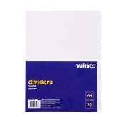 Winc Manilla Dividers A4 White with Unpunched Blank Tabs Set of 10 Tabs
