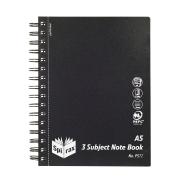 Spirax P572 PP 3 Subject Notebook A5 Side Opening 300 Pages Black