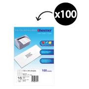 Unistat 38932 Labels 105 x 37mm White 16 Sheets Pack 100