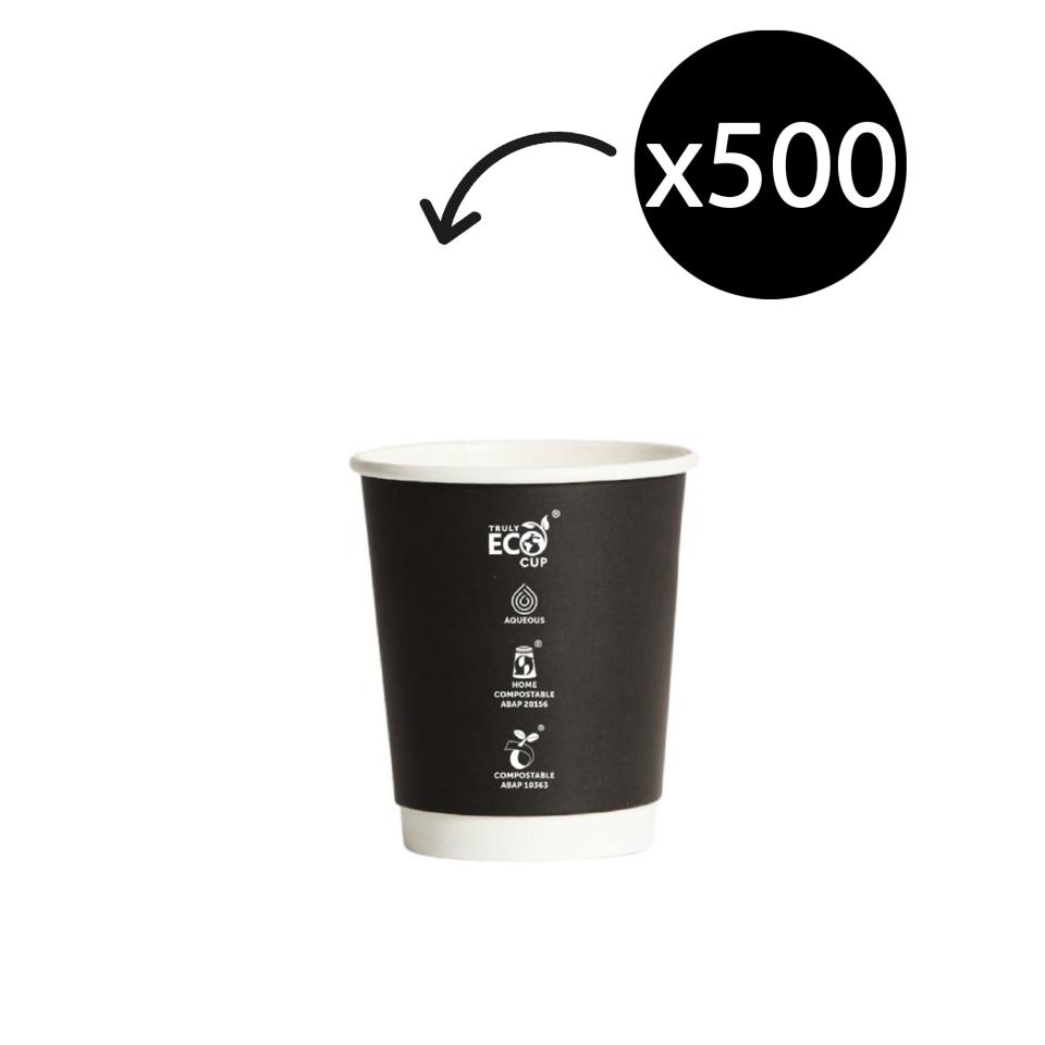 Truly Eco Double Wall Uni 90mm Coffee Cup Black 8oz Carton 500 Image