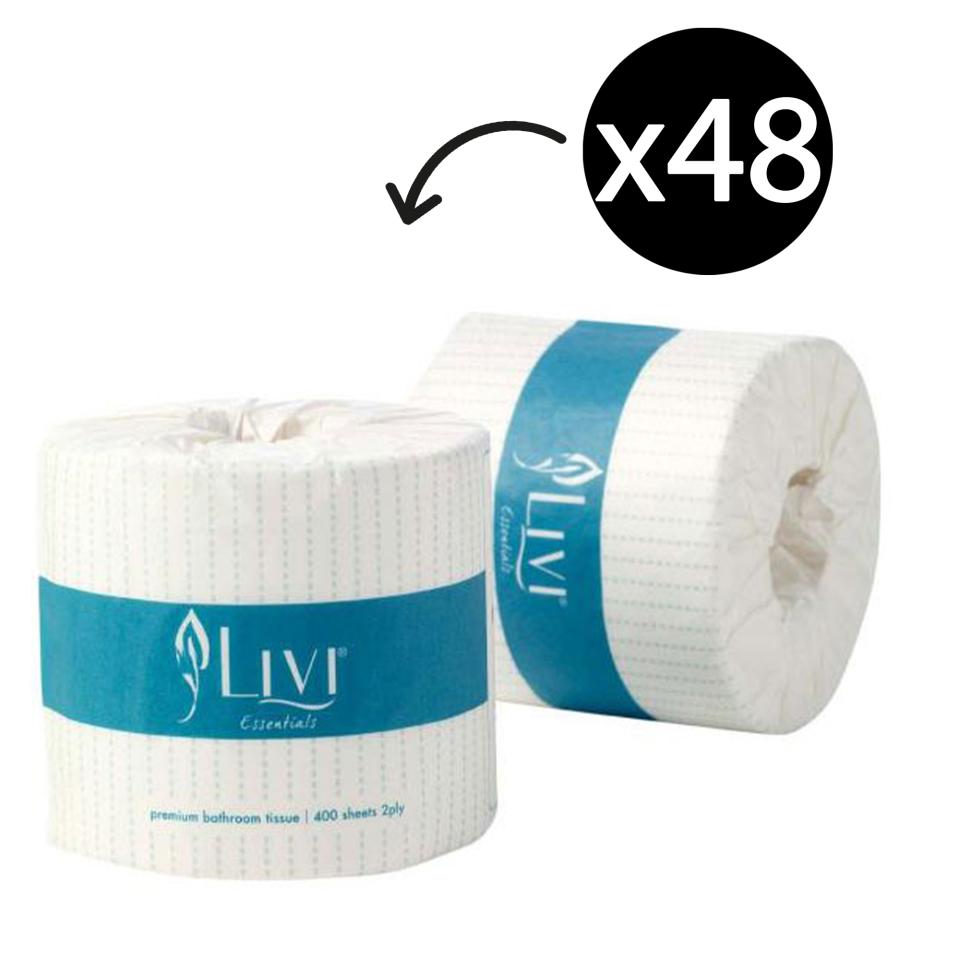Livi Essentials 1001 Toilet Tissue 2 Ply 400 Sheets Carton 48
