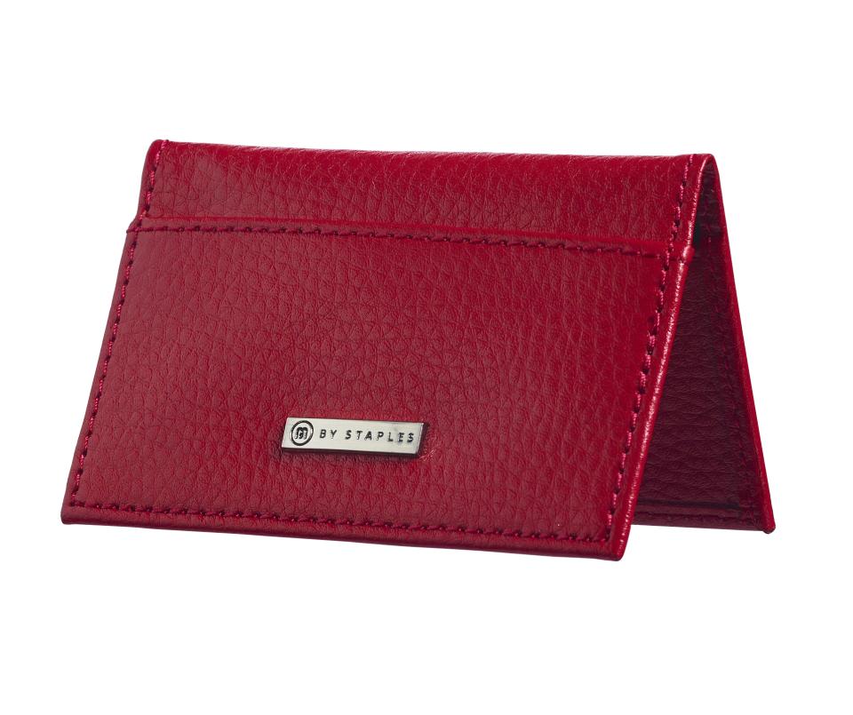 M By Staples Leather Business Card Case 2 Pocket Red | Winc