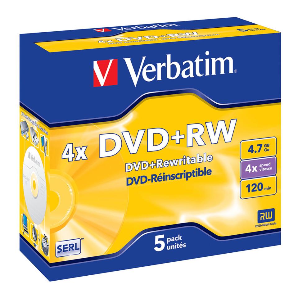 Verbatim DVD+RW 4.7 GB / 4x / 120 Min 5-Pack Jewel Case