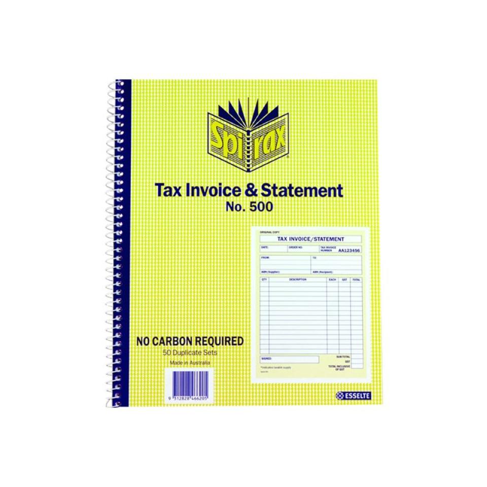 Spirax No.500 Tax Invoice & Statement Book 250X200mm