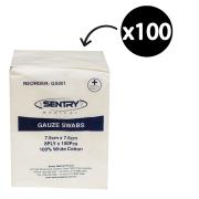 Sentry Gauze Swab 8 Ply Non Sterile 75mmx75mm Pack 100