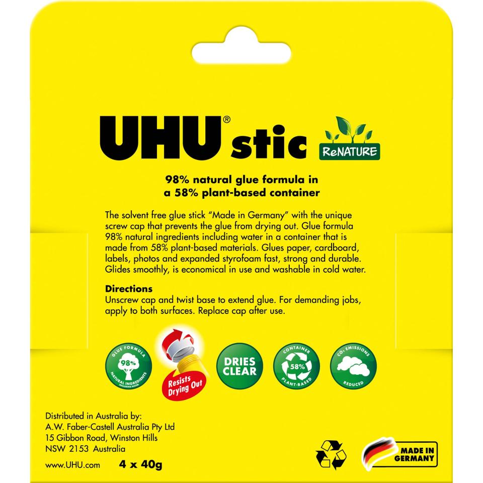 UHU Stic Permanent Clear Application Glue Stick, 0.29 Oz, 12 Sticks Per Pack (99450