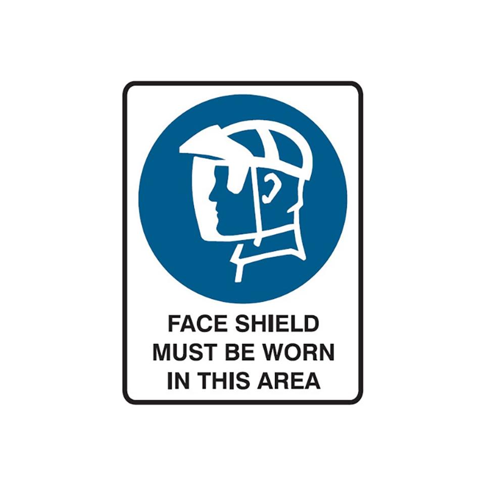 Brady 834653 Sign Face Shield Must Be Worn 450x300mm Polypropylene Image