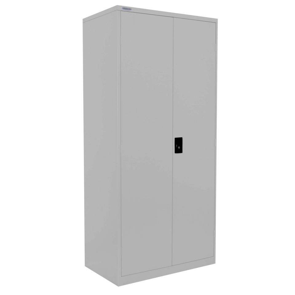 Steelco Stationary Cupboard 3 Adjustable Shelves Lockable 1830H X 914W X 463Dmm Silver Grey