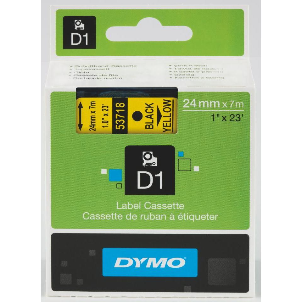 Dymo D1 Label Printer Tape 24mm x 7m - Black On Yellow