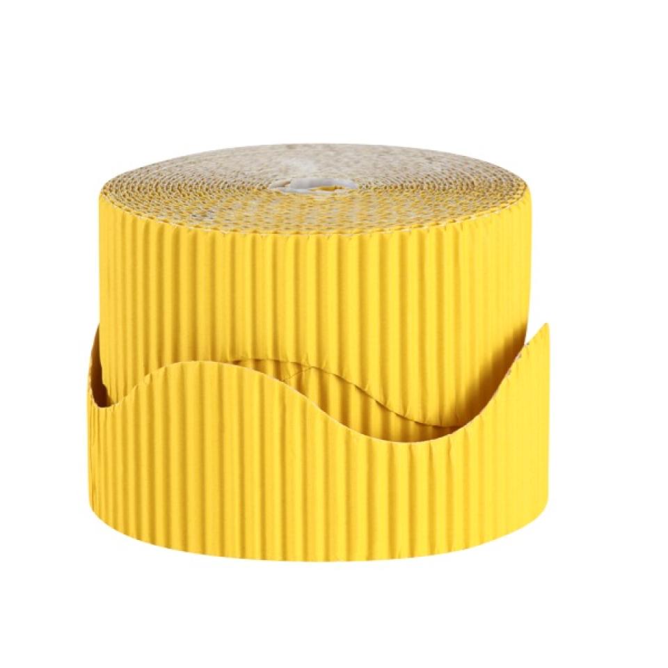 Rainbow Corrugated Border Roll Scalloped 60mmx15m Yellow Pack Of 2