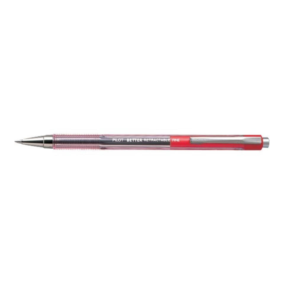 Pilot BP-145 Better Retractable Ballpoint Pen Fine 0.7mm Red Each