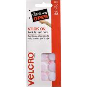 VELCRO Brand Stick On Hook and Loop 16mm Mini Dots White Pack 15