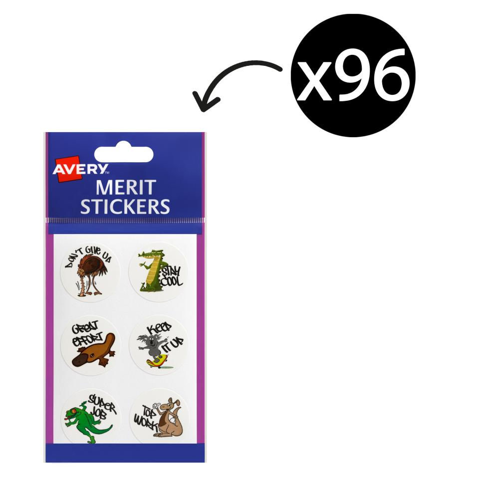 Avery Merit and Reward Stickers Australian Animals 30mm Diameter Pack 96
