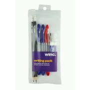 Winc Writing Pack - 2 HB Pencils/ 2 Blue Pens/ 1 Red Pen/ 1 Metal Sharpener/ 1 Small PVC Eraser