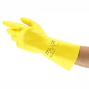 Alphatec 87-190 Natural Rubber Latex Gloves with Flocklined Yellow