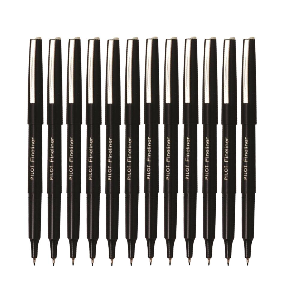 Felt Tip Pens, Fine Point (0.4Mm), Black, Black, Box Of 12