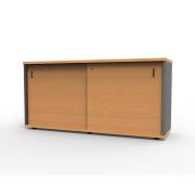 Rapid Sliding Door Credenza 1800 x 450 x 730mm Beech/Ironstone