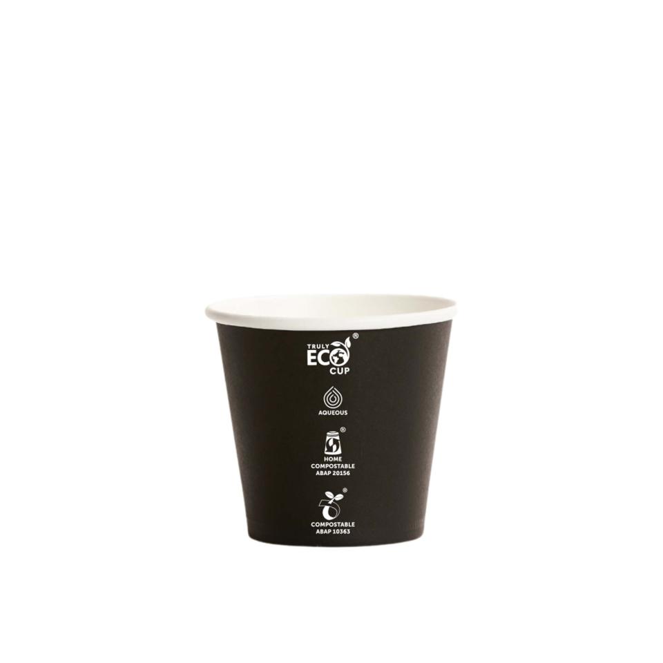 Truly Eco Single Wall Uni 90mm Coffee Cup Black 8oz Pack 50 Image