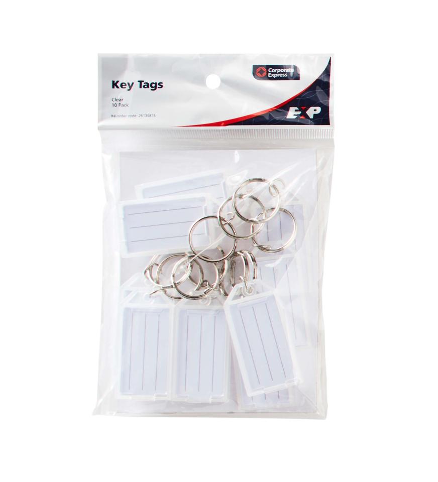 Corporate Express Key Tags Clear Pack 10 Winc