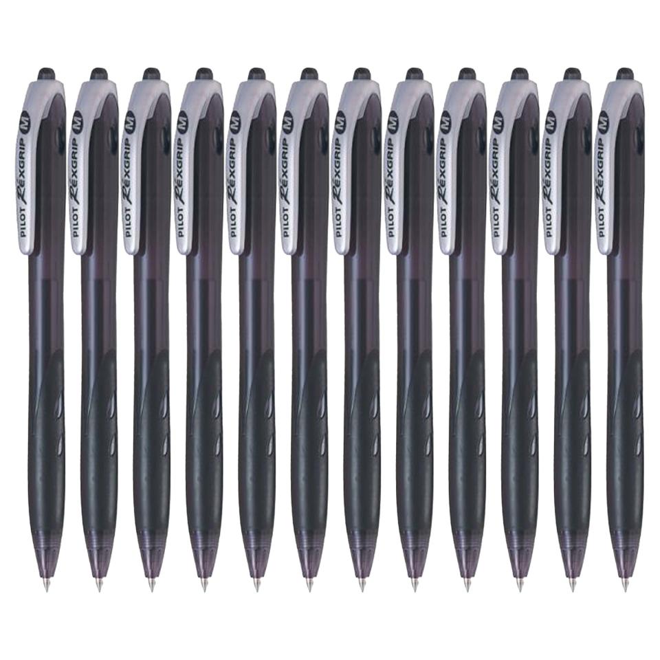 Pilot Rexgrip Retractable Ballpoint Pen Medium 1.0mm Black Box 12 Image