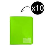 Marbig Zipper Binder W/tech Case A4 2 D-ring 25mm Lime Pack 10