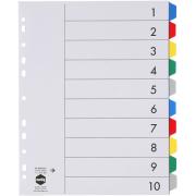 Marbig Dividers Polypropylene Coloured Tab Extra Wide A4 10 Tab
