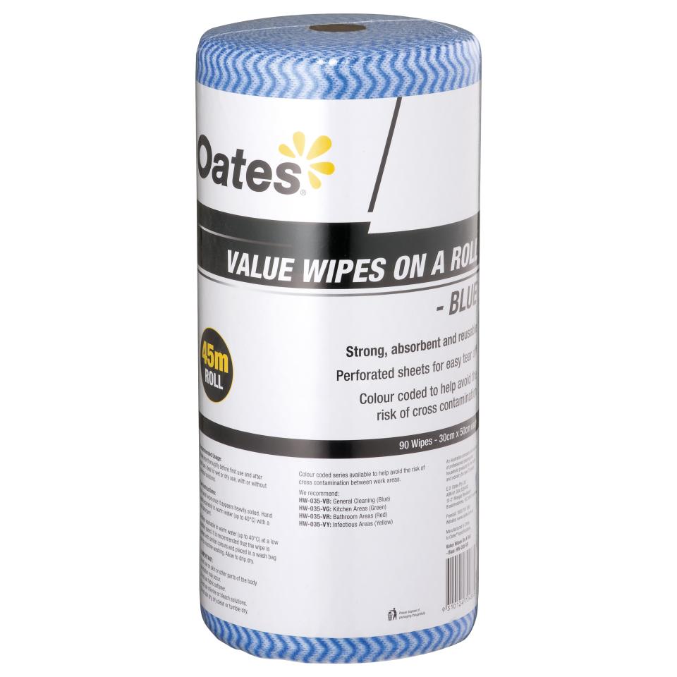 Oates Value Wipes On A Roll 45m Blue Winc