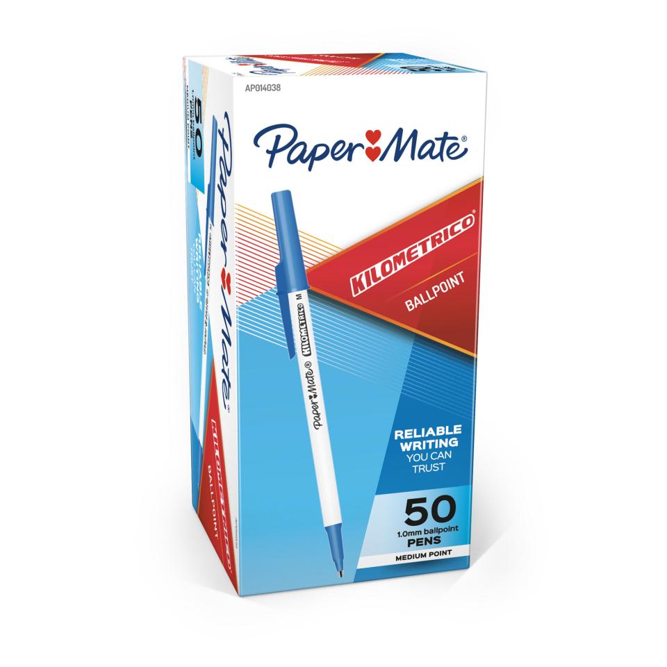 Paper Mate Kilometrico Capped Ballpoint Pen 1.0mm Nib Blue Box 50 | Winc