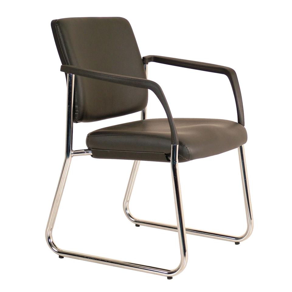 Buro Lindis Sled Base Visitor Chair with Fixed Arms PU Black Dillon 