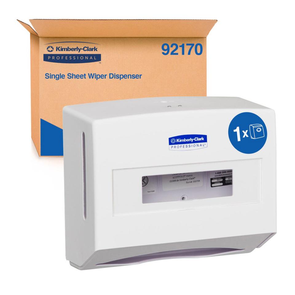 Kimberly Clark Professional Single Sheet Wiper Lockable Dispenser 92170 1 White Dispenser Image