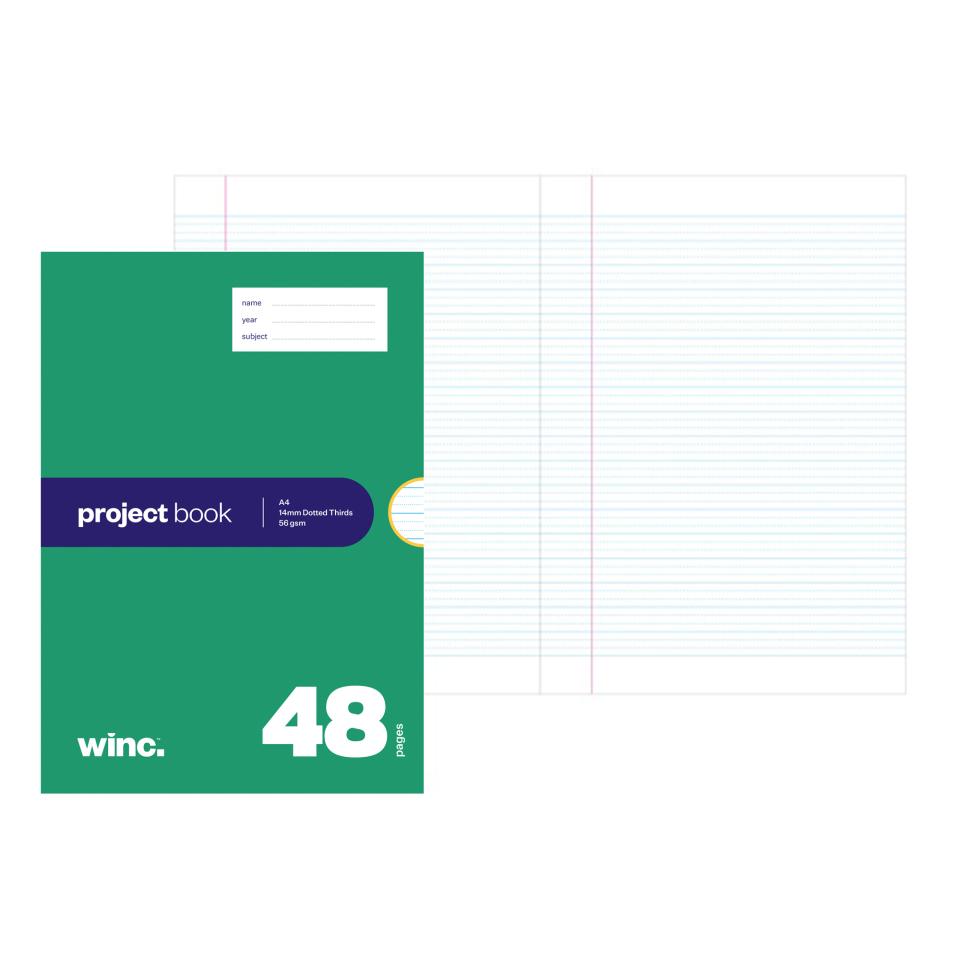 Winc Project Book A4 14mm Dotted Thirds Red Margin 56gsm 48 Pages Winc