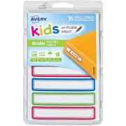 Avery Kids Writeable Labels Assorted Colours Blue/green/red 35 Labels/pack