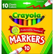 Crayola Classic Broadline Coloured Markers Assorted Pack 10