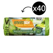 Envirostar 8 Litre Green Compostable Bin Liner 18um Printed Roll 25 Carton 40