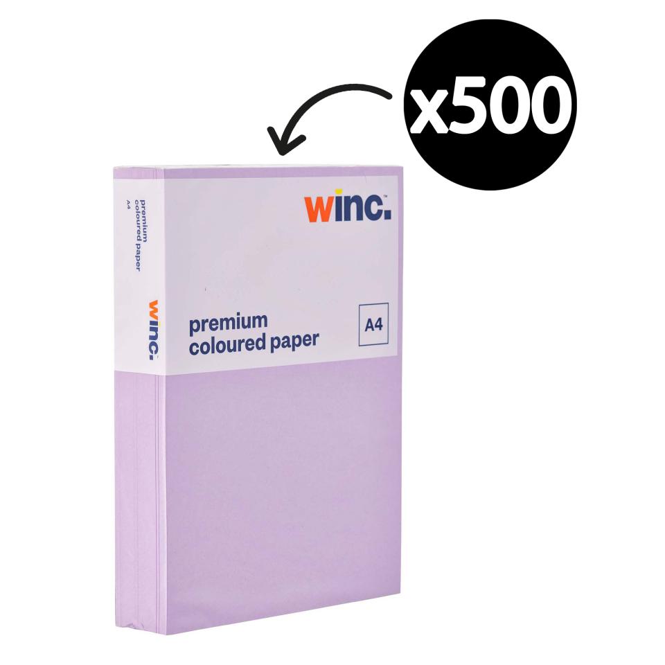 Winc Premium Coloured Copy Paper A4 80gsm Lavender Ream 500