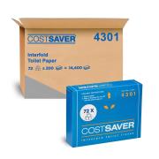 Costsaver Interfold White Toilet Paper 4301 1-Ply 72 Packs 14400 Sheets