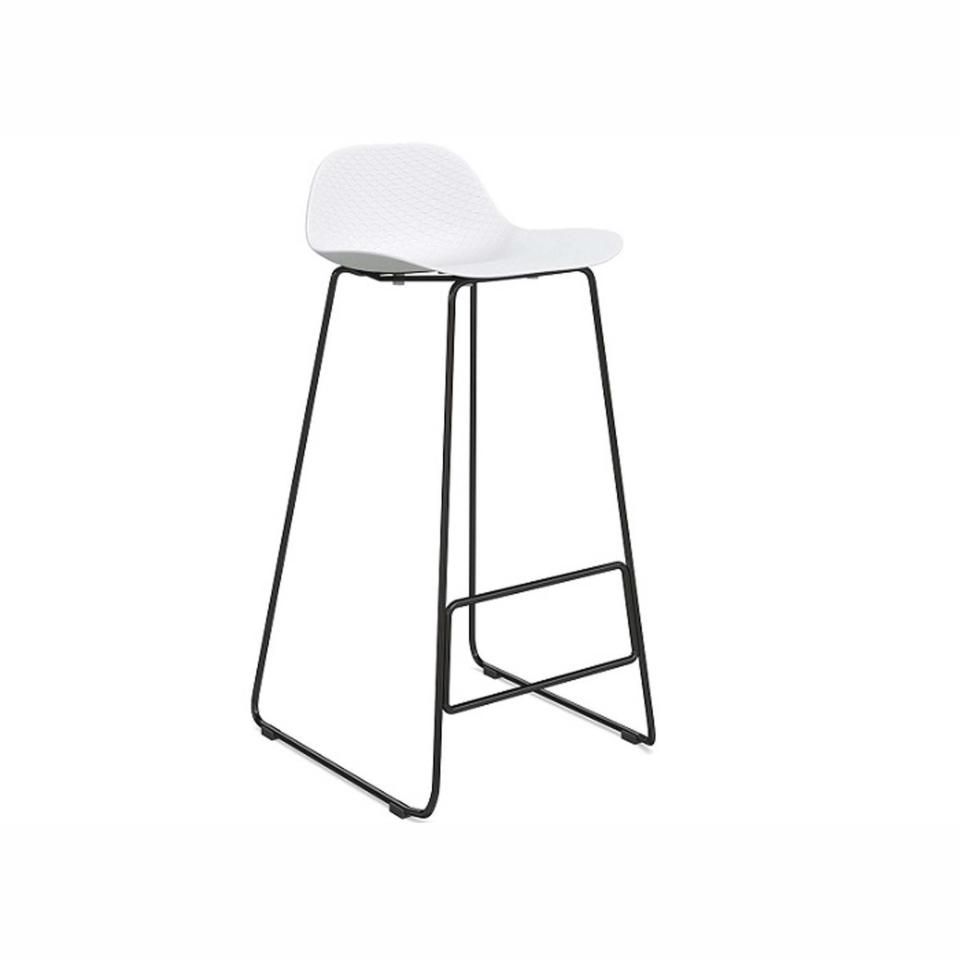 Ddk Emboss Bar Stool White Seat White Base